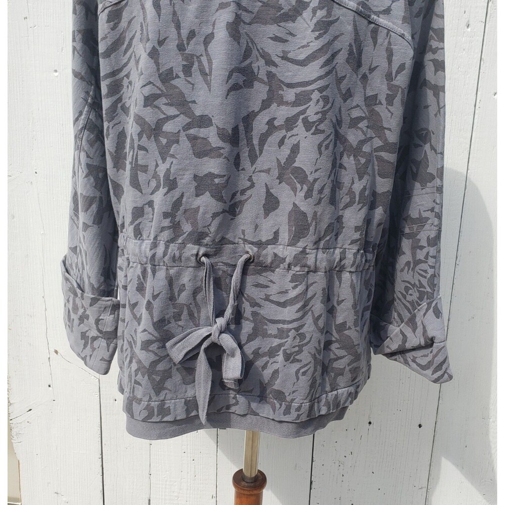 XCVI Women Grey 3/4 Sleeve Oversized Cotton Blend Zip Up Jacket Sz XS - Picture 4 of 7